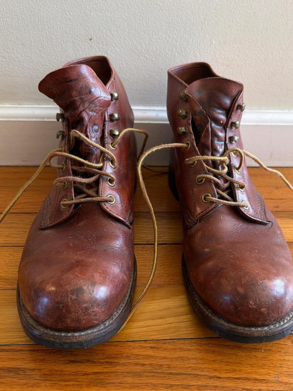Red Wing 956 Brown Leather Work Boots, vintage 1990s, size 10.5 D